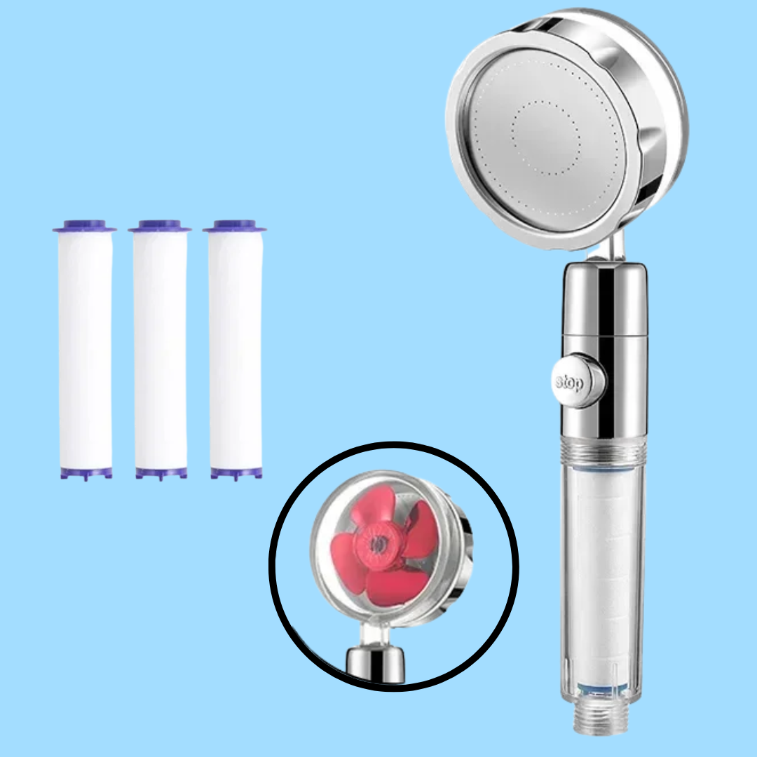 Propeller Shower Head with Filter & Pause Switch, High-Pressure Water-Saving
