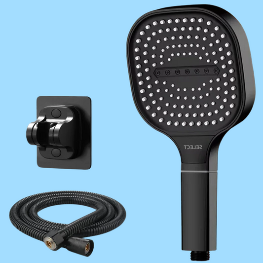 Large Black Shower Head with Filter & Mount Bracket, High Pressure 3-Modes